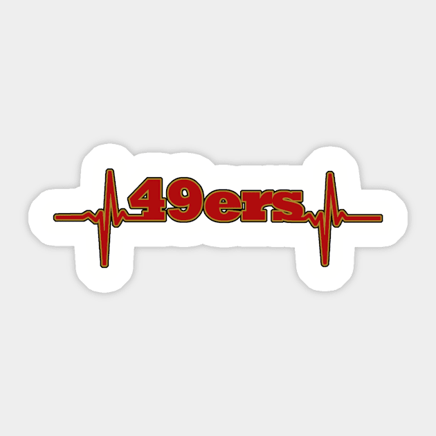 49ers heartbeat T-shirt Sticker by Flyingpanda